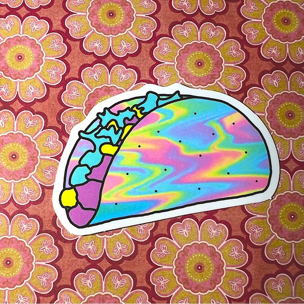 TACO Retro Vintage Groovy Metallic Holographic AESTHETIC Single Sticker